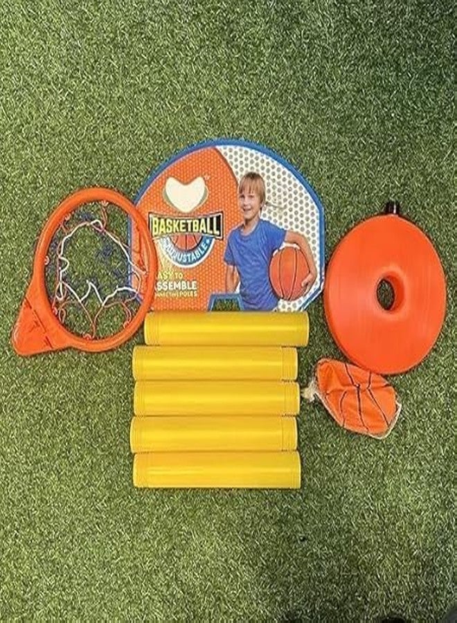 إيكان مجموعة ألعاب كرة السلة المحمولة من إيكان مع حامل، وشبكة، وحلقة، وكرة | لعبة كرة سلة رياضية قابلة لتعديل الارتفاع للأطفال للعب في الأماكن المغلقة/الخارجية وهدية تذكارية - Image 5